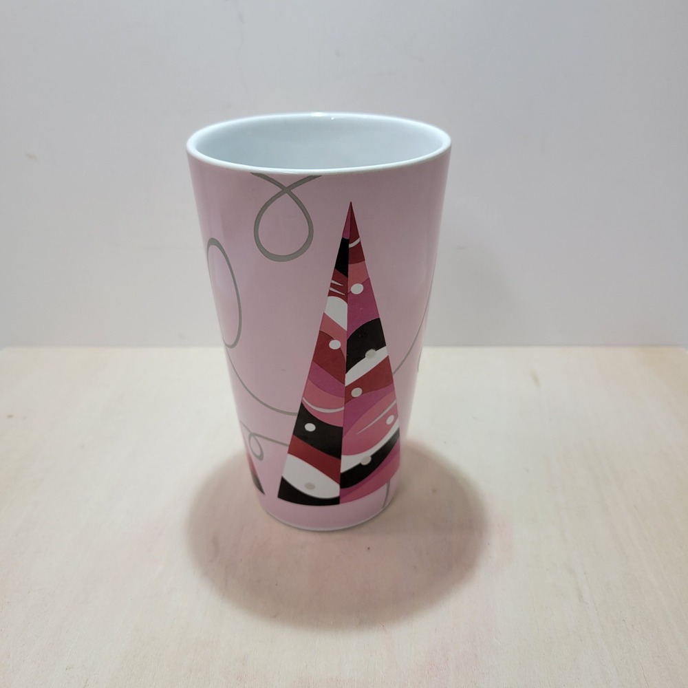 Starbucks Coffee Pink Tall Latte Mug 2004 Holiday Christmas Tree Design - Picture 4 of 8